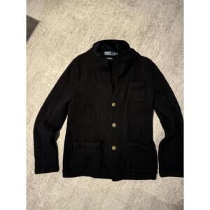 Vintage Polo Ralph Lauren Women’s Black 100% Lambswool Cardigan Sweater Size L